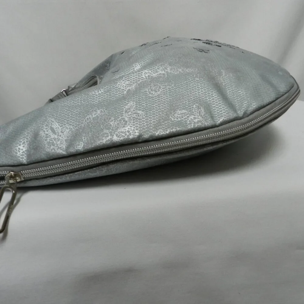 LeSportSac Sequin large Hobo bag purse zip top adjustable Expandable gray NEW